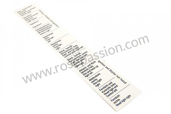 P412662 - FUSE LIST LABEL 356 PRE-A + A for Porsche 356a • 1958 • 1600 s (616 / 2 t2) • Speedster a t2 • Manual gearbox, 4 speed