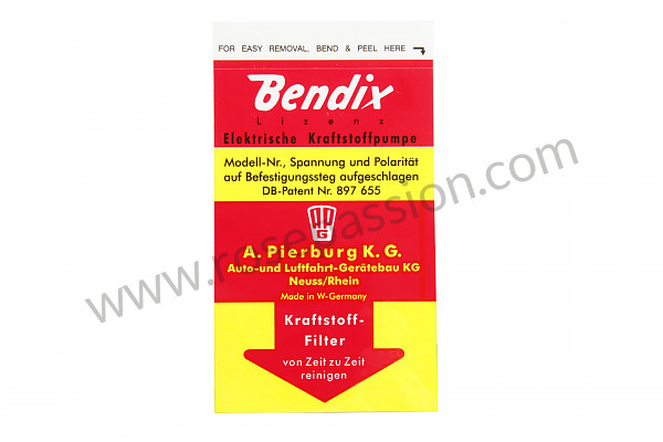 P554707 - BENDIX STICKER ON FUEL PUMP 356 AND 911 for Porsche 356B T6 • 1961 • 1600 super 90 (616 / 7 t6) • Karmann hardtop coupe b t6 • Manual gearbox, 4 speed