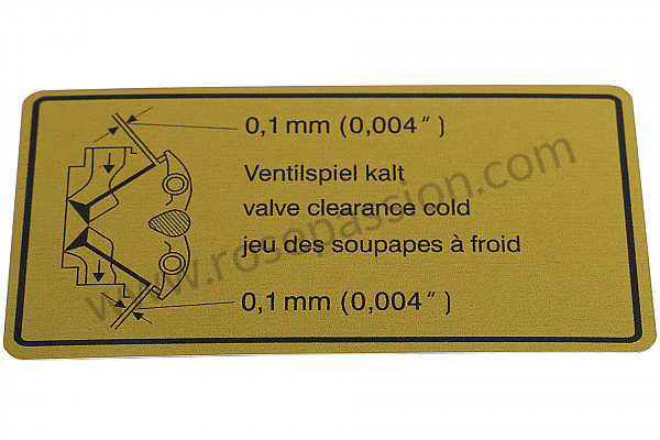 P12468 - Valve clearance label for Porsche 911 G • 1983 • 3.0sc • Coupe • Manual gearbox, 5 speed