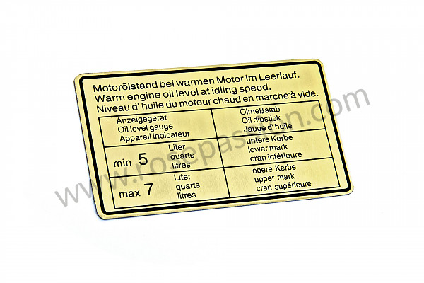 P12469 - Engine oil level label for Porsche 911 Classic • 1968 • 2.0l • Coupe • Automatic gearbox
