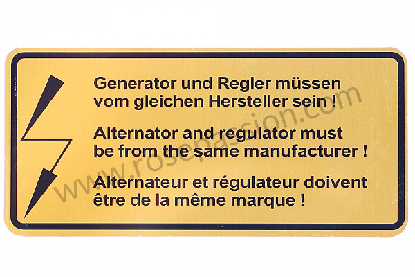 P12473 - Étiquette régulateur / alternateur  pour Porsche 