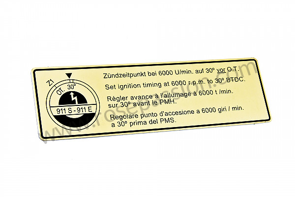 P12478 - Etichetta punto di accensione para Porsche 911 Classic • 1971 • 2.2s • Targa • Caja manual de 5 velocidades