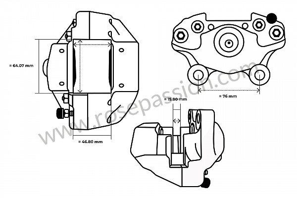 P277909 - Pinca fixa direita sem pastilha para Porsche 912 • 1966 • 912 1.6 • Coupe • Caixa manual 4 velocidades