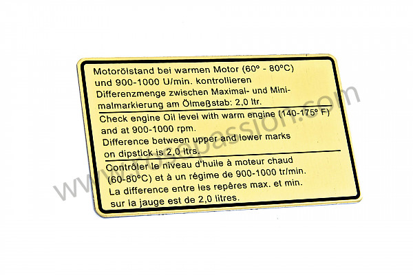 P14534 - Étiquette niveau huile moteur pour Porsche 