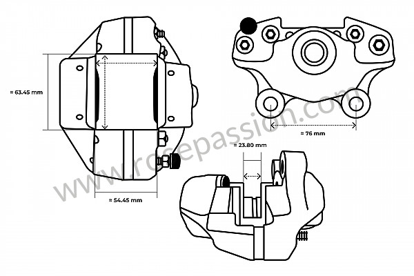 P15492 - Étrier frein ( vérifier car entraxe fixation 76mm) pour Porsche 