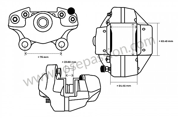 P15493 - Étrier frein ( vérifier car entraxe fixation 76mm) pour Porsche 914 • 1970 • 914 / 6 • Boite auto
