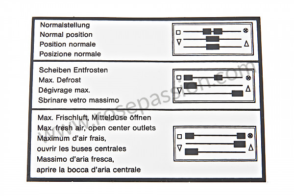P18931 - Autocollant explication commande de chauffage 911 77-86 pour Porsche 911 Turbo / 911T / GT2 / 965 • 1984 • 3.3 turbo • Coupe • Boite manuelle 4 vitesses