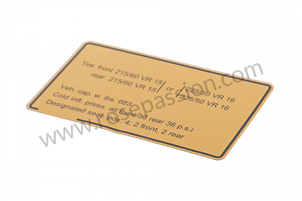 P21056 - Adhesive label (usa) for Porsche 928 • 1985 • 928 4.7s • Coupe • Manual gearbox, 5 speed
