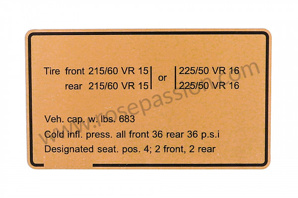 P21056 - Etichetta adesiva (usa) per Porsche 928 • 1986 • 928 4.7s2 • Coupe • Cambio manuale 5 marce