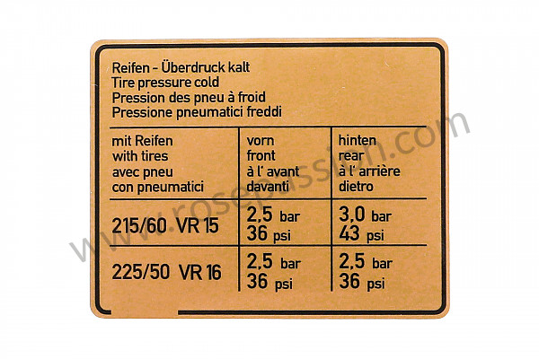 P21065 - Etiqueta adhesiva para Porsche 928 • 1980 • 928 4.7s • Coupe • Caja manual de 5 velocidades