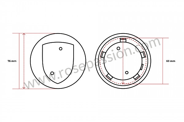 P51869 - Tampa de roda plana com emblema preto para Porsche 996 / 911 Carrera • 2005 • 996 carrera 4 • Coupe • Caixa manual 6 velocidades