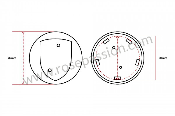 P58914 - Enjoliveur de roue argent brillant / logo argent brillant / concave pour Porsche 