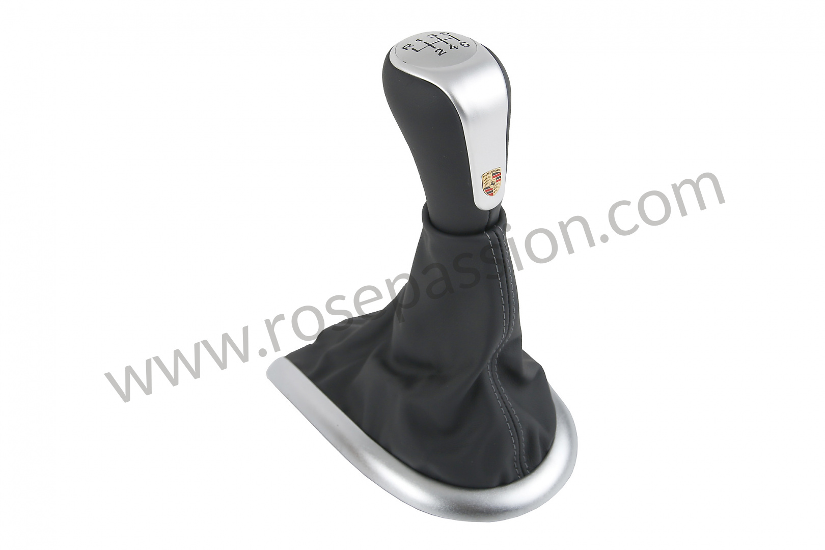 P59554 - 99642498115VRJ - Shift-lever knob - black / black (VRJ) / OPTION:  KNOB, ALUMINIUM / LEATHER (Option code: IX97) for Porsche 996 / 911 Carrera  / 2002 / 996 carrera 4s / Coupe / Manual gearbox, 6 speed