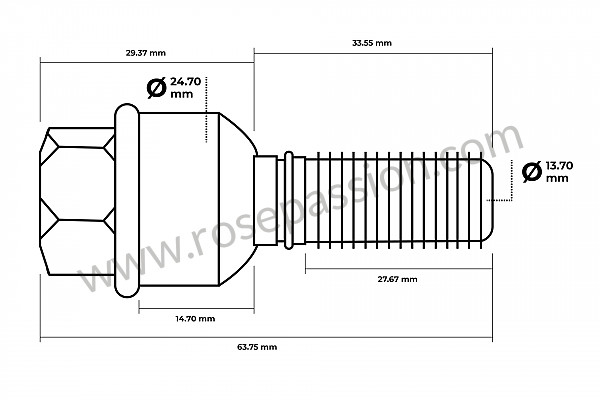 P132466 - Wheel bolt for Porsche 997 Turbo / 997T / 911 Turbo / GT2 • 2008 • 997 gt2 • Coupe • Manual gearbox, 6 speed