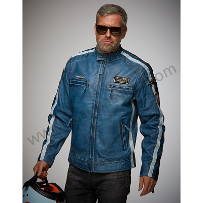 P1001063 - LEATHER JACKET CLASSIC RACE GULF BLUE for Porsche 