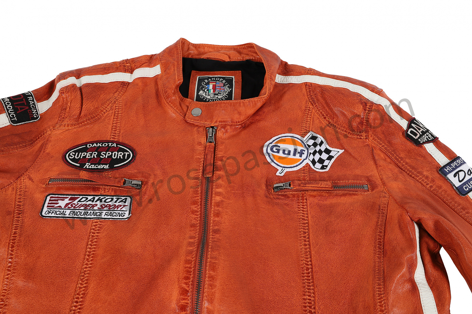 Giacca Pelle Uomo GULF Racing Jacket Orange
