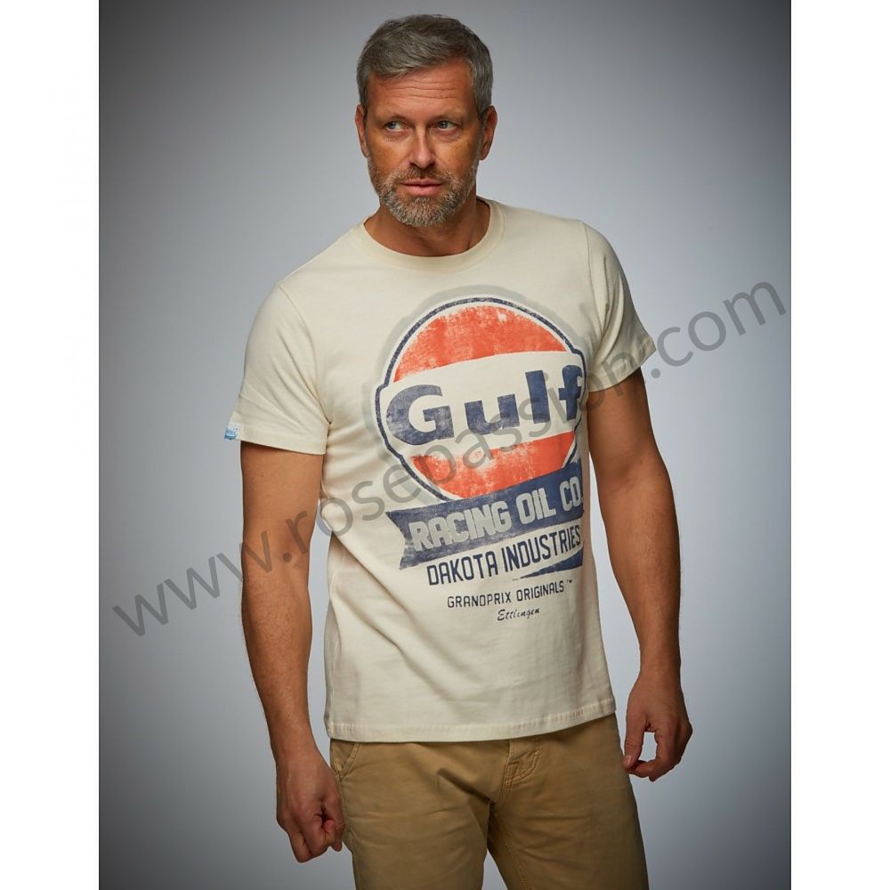 P1001587 OIL RACING T SHIRT GULF CREAM 3XL MEASUREMENT