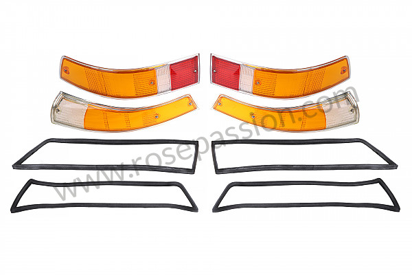 P1024500 - FRONT + REAR INDICATOR GLASS KIT WITH GASKET 911 912 69-73 CHROME EDGE for Porsche 911 Classic • 1973 • 2.7 rs • Coupe • Manual gearbox, 5 speed