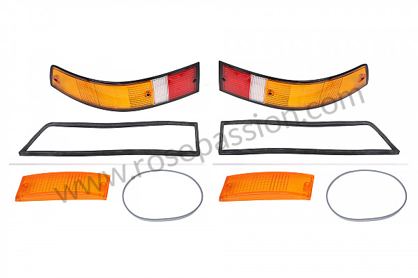 P1024502 - FRONT + REAR INDICATOR GLASS KIT WITH GASKET 911 74-89 for Porsche 911 Turbo / 911T / GT2 / 965 • 1989 • 3.3 turbo • Cabrio • Manual gearbox, 5 speed
