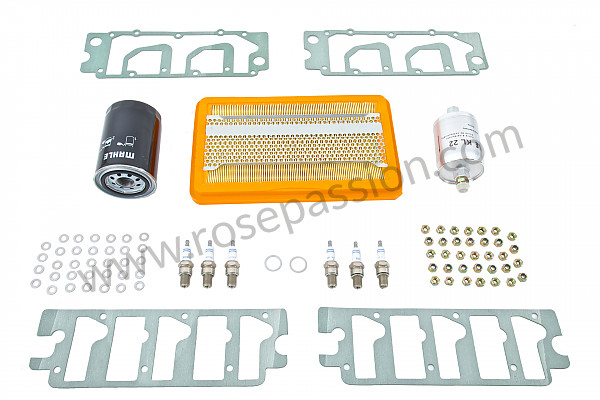 P103256 - Service kit containing (the 3 filters + drain plug seal + spark plugs + rocker cover gaskets with fastenings) for Porsche 911 Turbo / 911T / GT2 / 965 • 1984 • 3.3 turbo • Coupe • Manual gearbox, 4 speed