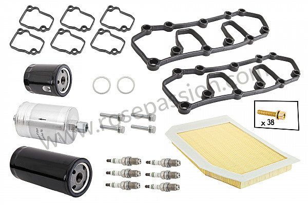 P103261 - Service kit containing (the 3 filters + drain plug seal + spark plugs + rocker cover gaskets with fastenings) for Porsche 993 Turbo • 1998 • 993 turbo • Coupe • Manual gearbox, 6 speed