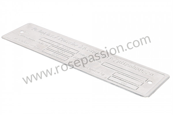 P1039629 - LA PLAQUE D'IDENTIFICATION DU CHÂSSIS POUR LE TYPE 356 B 1600  pour Porsche 