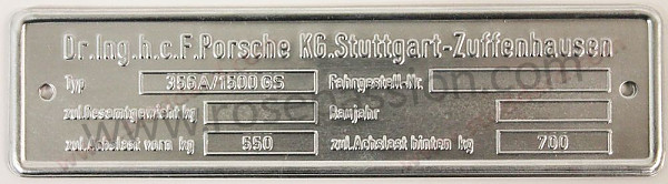 P1039635 - ÉTIQUETTE D'IDENTIFICATION DU CHÂSSIS 356A 1500GS pour Porsche 