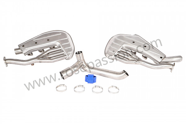 P1051730 - SSI SUPER SPORT EXHAUST KIT 911 84 89 STAINLESS STEEL 1 OUTPUT 84MM COMPLETE CONTAINS (2 SSI STAINLESS STEEL EXCHANGER + 1 STAINLESS STEEL SILENCER + ORIGINAL TYPE HEATING TUBE + 2 STAINLESS STEEL STRAPS + HEATING SLEEVE + OIL HOSES) for Porsche 911 G • 1986 • 3.2 • Targa • Manual gearbox, 5 speed