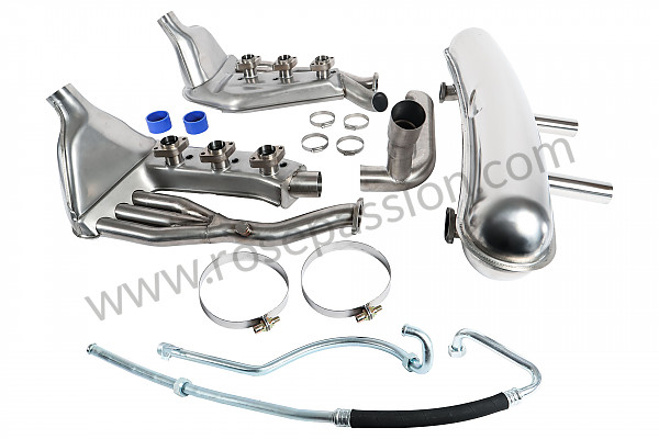 P1051733 - SUPER SPORT EXHAUST KIT SSI 911 84-89 STAINLESS STEEL WITH STAINLESS STEEL SILENCER 2 CENTRAL OUTLETS CONTAINS (2 SSI STAINLESS STEEL EXCHANGER + 1 STAINLESS STEEL SILENCER + ORIGINAL TYPE HEATING TUBE + 2 STAINLESS STEEL STRAPS + HEATING SLEEVE + OIL HOS for Porsche 911 G • 1985 • 3.2 • Coupe • Manual gearbox, 5 speed