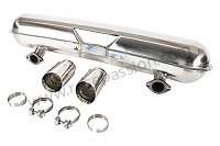 P1055231 - KIT ECHAPPEMENT SUPER SPORT 911 84-89 INOX SORTIES LOOK GT3 COMPLET CONTIENT (2 ECHANGEURS INOX SSI + 1 SILENCIEUX INOX + TUBE CHAUFFAGE TYPE ORIGINE + 2 SANGLES INOX + MANCHON DE CHAUFFAGE + DURITES HUILE) pour Porsche 