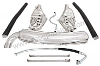 P106565 - Complete super sports stainless steel exhaust kit 1 x 84 mm outlet contains 2 stainless steel heat exchangers + 1 stainless steel silencer + 2 oil hoses + 2 stainless steel straps +  2 hoses for heating system modification for Porsche 911 G • 1975 • 2.7 • Targa • Manual gearbox, 4 speed