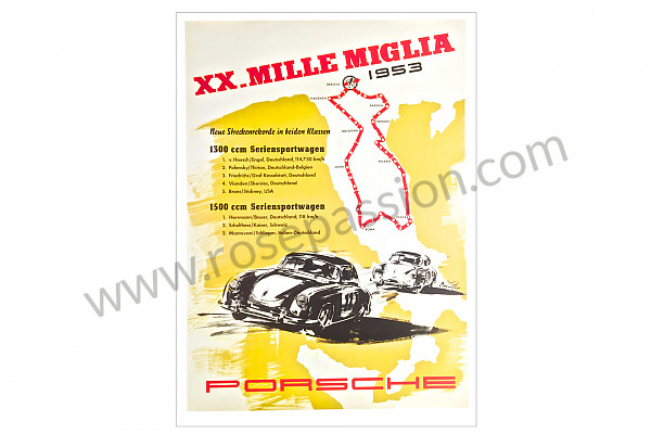 P106604 - Poster mille miglia 1953 voor Porsche 