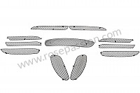 P1081973 - KIT COMPLET GRILLES DE PARE CHOC AVANT + JUPE ARRIERE + ENTREES AIR LATERALES ARRIERES  pour Porsche 