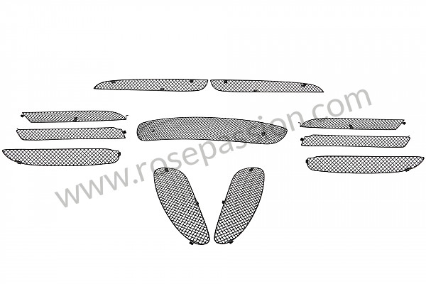 P1081973 - KIT COMPLET GRILLES DE PARE CHOC AVANT + JUPE ARRIERE + ENTREES AIR LATERALES ARRIERES  pour Porsche 