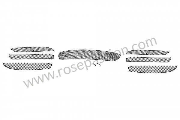 P1081973 - KIT COMPLET GRILLES DE PARE CHOC AVANT + JUPE ARRIERE + ENTREES AIR LATERALES ARRIERES  pour Porsche 