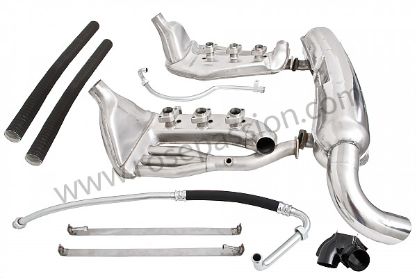 P111881 - Complete ssi super sports stainless steel exhaust kit 911 84-89, 1 84 mm outlet, contains 2 stainless steel heat exchangers ssi + 1 stainless steel silencer + 2 oil hoses + 2 stainless steel straps +  2 hoses + 1 y for heating system modification for Porsche 911 G • 1986 • 3.2 • Cabrio • Manual gearbox, 5 speed
