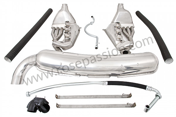 P111881 - Complete ssi super sports stainless steel exhaust kit 911 84-89, 1 84 mm outlet, contains 2 stainless steel heat exchangers ssi + 1 stainless steel silencer + 2 oil hoses + 2 stainless steel straps +  2 hoses + 1 y for heating system modification for Porsche 911 G • 1985 • 3.2 • Coupe • Manual gearbox, 5 speed