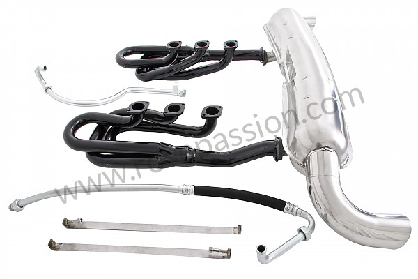 P111888 - 42 mm super sports exhaust kit, steel spaghetti version + stainless steel silencer 2 x 84 mm outlets contains 2 steel spaghettis + 1 stainless steel silencer + 2 oil hoses + 2 stainless steel straps for Porsche 911 G • 1977 • 2.7 • Coupe • Automatic gearbox