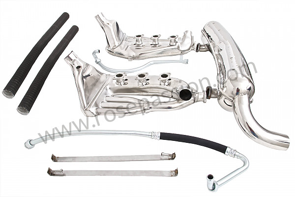 P116275 - Super sports stainless steel exhaust kit 1 x 70 mm outlet contains 2 stainless steel heat exchangers + 1 stainless steel silencer + 2 oil hoses + 2 stainless steel straps +  2 hoses for heating system modification for Porsche 911 G • 1980 • 3.0sc • Targa • Automatic gearbox
