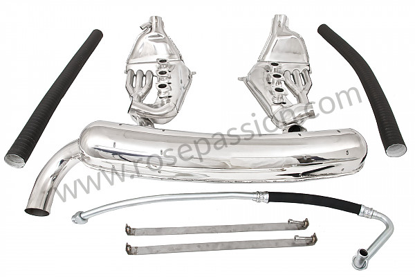 P116275 - Super sports stainless steel exhaust kit 1 x 70 mm outlet contains 2 stainless steel heat exchangers + 1 stainless steel silencer + 2 oil hoses + 2 stainless steel straps +  2 hoses for heating system modification for Porsche 911 G • 1975 • 2.7 • Targa • Manual gearbox, 4 speed