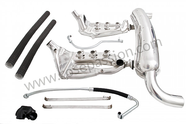 P116276 - Super sports stainless steel exhaust kit 2 x 70 mm outlets contains 2 stainless steel heat exchangers + 1 stainless steel silencer + 2 oil hoses + 2 stainless steel straps +  2 hoses for heating system modification for Porsche 911 G • 1982 • 3.0sc • Targa • Manual gearbox, 5 speed