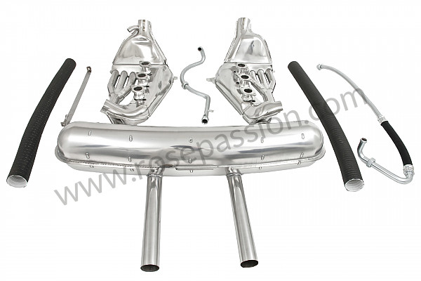 P116277 - Super sports stainless steel exhaust kit 2 central outlets contains 2 stainless steel heat exchangers + 1 stainless steel silencer + 2 oil hoses + 2 stainless steel straps +  2 hoses for heating system modification for Porsche 911 G • 1980 • 3.0sc • Coupe • Manual gearbox, 5 speed