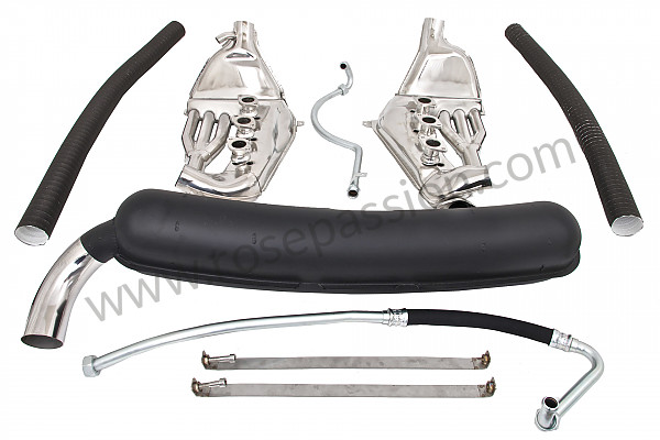 P116278 - Super sports stainless steel exhaust kit + metal racing silencer 1 outlet, contains 2 stainless steel heat exchangers + 1 steel silencer + 2 oil hoses + 2 stainless steel straps +  2 hoses for heating system modification for Porsche 911 G • 1977 • 2.7 • Coupe • Automatic gearbox