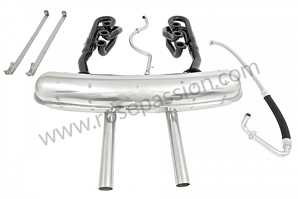 P116281 - 42 mm super sports exhaust kit, steel spaghetti version + stainless steel racing silencer with twin central outlets contains 2 steel spaghettis + 1 stainless steel silencer + 2 oil hoses + 2 stainless steel straps for Porsche 911 G • 1984 • 3.2 • Cabrio • Manual gearbox, 5 speed