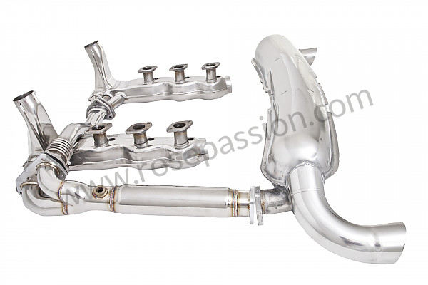 P116322 - Exhaust kit containing 2 stainless steel heat exchangers + removal stainless steel intermediate silencer + stainless steel link tube + stainless steel racing silencer 2 x 84 mm outlets for Porsche 911 G • 1976 • 2.7 • Targa • Manual gearbox, 5 speed