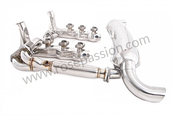 P116326 - Exhaust kit containing 2 stainless steel heat exchangers + removal stainless steel intermediate silencer + stainless steel link tube + stainless steel racing silencer 2 x 84 mm outlets for Porsche 