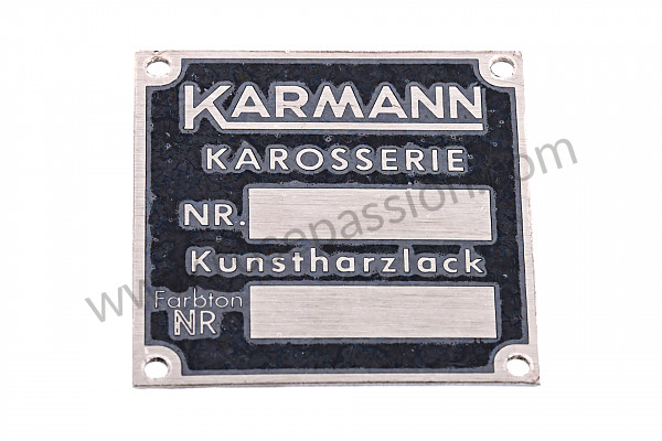 P129317 - Fahrzeug-kennzeichnungsschild fahrgestell + farbe "karmann"  für Porsche 356C • 1965 • 1600 sc (616 / 16) • Coupe reutter c • 4-gang-handschaltgetriebe