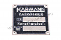 P129317 - Placa de identificación de chasis + color "karmann"  para Porsche 356B T5 • 1960 • 1600 super 90 (616 / 7 t5) • Cabrio b t5 • Caja manual de 4 velocidades