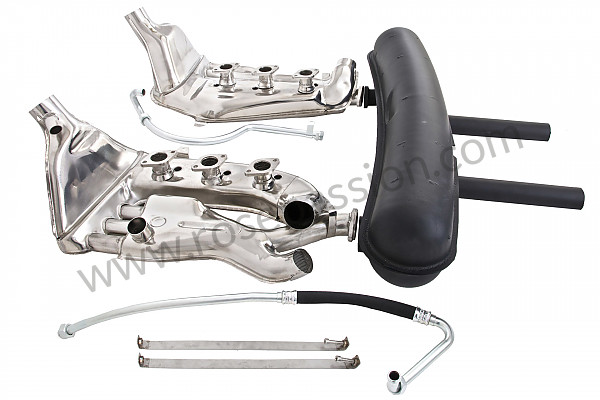 P129680 - Super sports stainless steel exhaust kit with steel silencer 2 central outlets contains 2 stainless steel heat exchangers + 1 steel silencer + 2 oil hoses + 2 stainless steel straps +  2 hoses for heating system modification for Porsche 911 G • 1975 • 2.7s • Coupe • Automatic gearbox