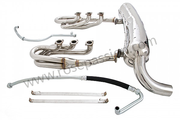 P129683 - 42 mm super sports exhaust kit, stainless steel spaghetti version + stainless steel silencer 1 x 70 mm outlet contains 2 stainless steel spaghettis + 1 stainless steel silencer + 2 oil hoses + 2 stainless steel straps for Porsche 911 G • 1977 • 3.0 carrera • Targa • Manual gearbox, 4 speed